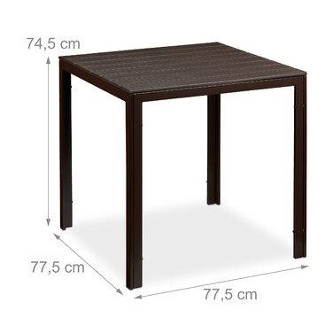Relaxdays Quadratischer Gartentisch Holzoptik