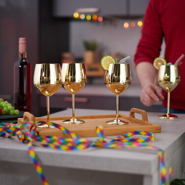 Relaxdays Weingläser Edelstahl 4er Set