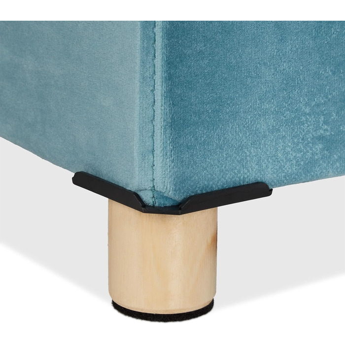 Relaxdays Sitzbank mit Stauraum, Samt, Holzfüße, bis 120 kg, faltbar, 34x76x38 cm, Türkis