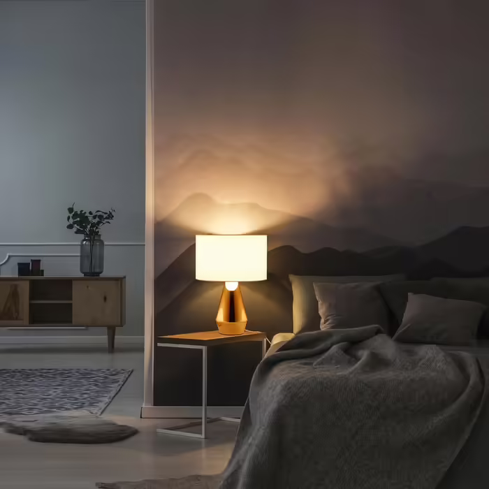 Relaxdays Tischlampe Touch dimmbar, moderne Nachttischlampe, HxD: 40 x 29 cm, E27, Tischleuchte mit Schirm, gold/weiß