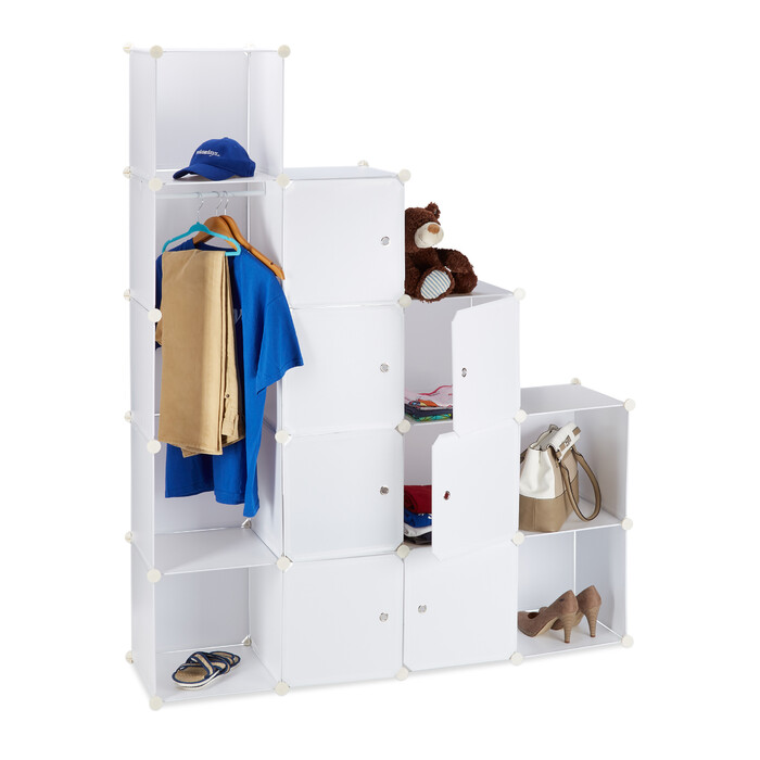 Relaxdays Kleiderschrank Stecksystem 12 Fächer