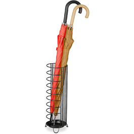 Relaxdays Metal Umbrella Stand, 44 x 16 cm, runder Schirmständer, modernes Design, schwarz, Legierter Stahl