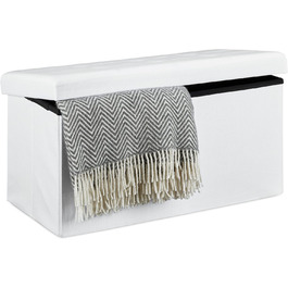 Relaxdays Faltbare Sitzbank XL mit Stauraum, Sitzcube & Fußablage, 38x76x38 cm, weiß