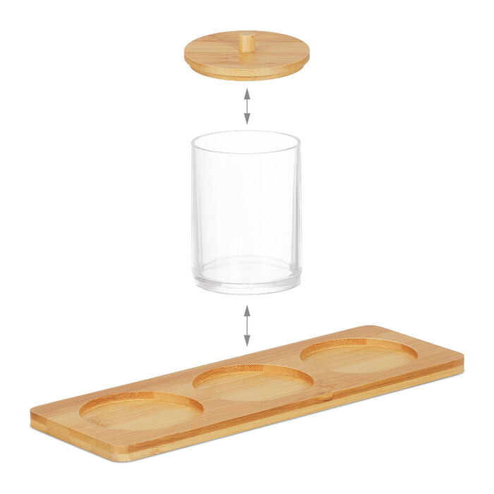 Relaxdays Wattestäbchenbehälter mit Tablett