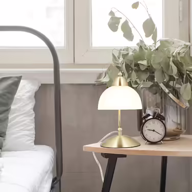 Relaxdays Tischlampe Touch, Retro Design, E14-Fassung, dimmbare Nachttischlampe, Glas & Eisen, HBT 25 x 15 x 19 cm, gold