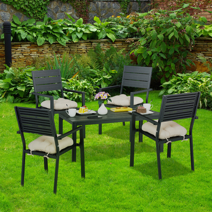 Relaxdays Schwarzer Gartenstuhl im 4er Set