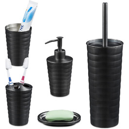 Relaxdays Badset, Edelstahl, modern, 5-tlg., Anthrazit
