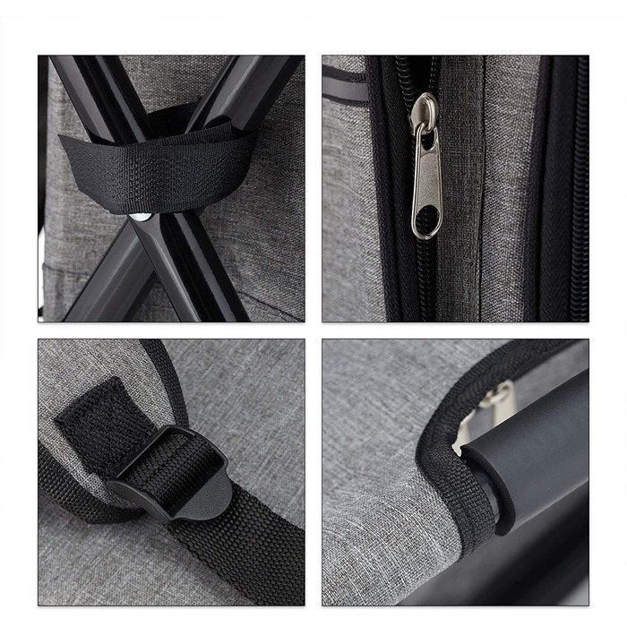 Relaxdays Campinghocker mit Tasche, klappbar, tragbar, leicht & stabil, Sitzrucksack, Polyester, HBT: 43x35x29 cm, grau