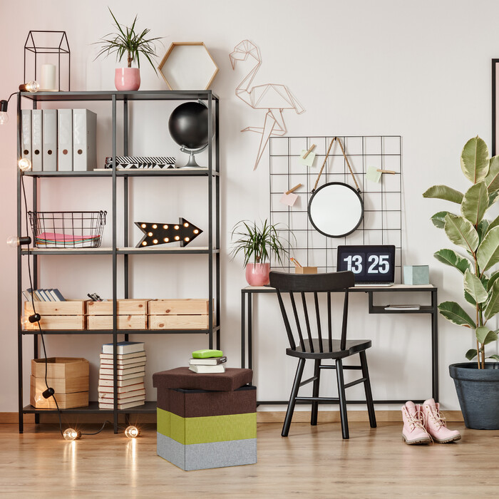 Relaxdays Gepolsterter Hocker mit bunten Streifen