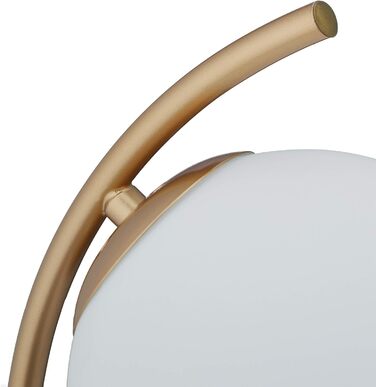Relaxdays Tischlampe Kugel, geschwungen, Metall & Glas, E27, Lampe Schlafzimmer, Wohnzimmer, Nachttischlampe, gold/weiß, 10034190, 40 x 15 x 22.5 cm