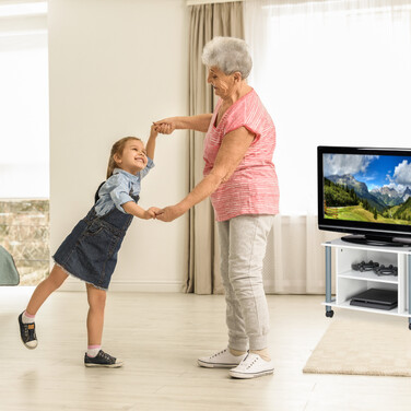 Relaxdays TV Tisch mit Rollen und 2 Fächern