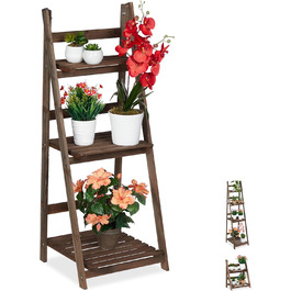 Relaxdays Blumentreppe, 2-stufig, klappbar, Holz, dunkelbraun, HBT: 51,5x41x24 cm