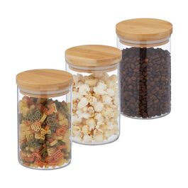 Relaxdays 3er Set Vorratsgläser mit Deckel 800 ml