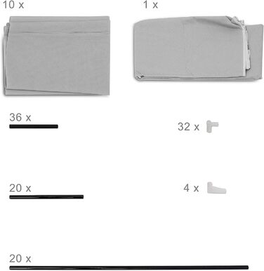 Relaxdays Schuhschrank VALENTIN - 161x88x30cm, 10 Ablagen, Stoffbezug, 45 Paar Schuhe, Anthrazit