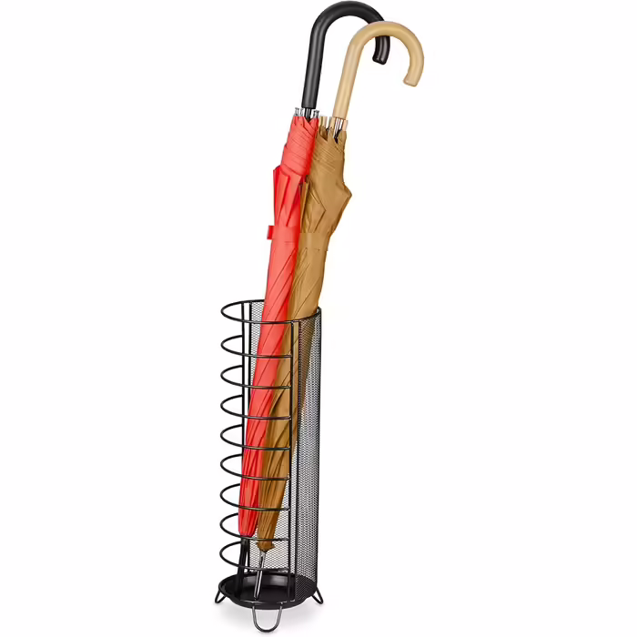 Relaxdays Metal Umbrella Stand, 44 x 16 cm, runder Schirmständer, modernes Design, schwarz, Legierter Stahl