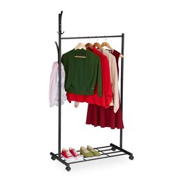 Relaxdays Schwarze Garderobe mit Rollen