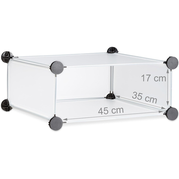 Relaxdays Schuhschrank mit 10 Fächern, Schuhregal groß, Steckregal Kunststoff, DIY, HxBxT ca. 90 x 94 x 37 cm, (Transparent)