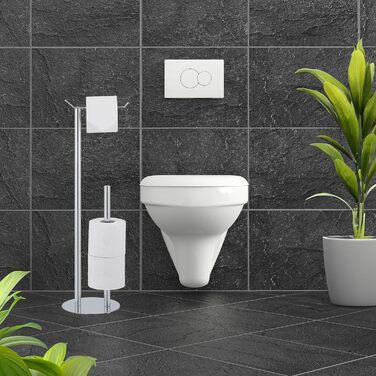 Relaxdays Toilettenpapierhalter stehend, Klorollenaufbewahrung für Badezimmer, HBT: 62 x 20 x 17,5 cm, Edelstahl, Silber