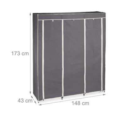 Relaxdays Stoffkleiderschrank XXL mit 9 Böden