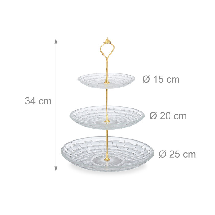 Relaxdays 3-stöckige Etagere aus Glas