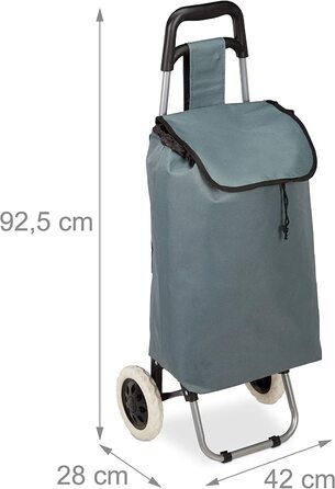Relaxdays Einkaufstrolley klappbar, Abnehmbare Tasche 28 L, Einkaufswagen mit Rollen HxBxT: 92,5 x 42 x 28 cm, (Grau)