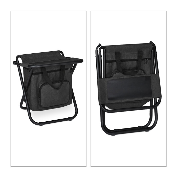 Relaxdays Schwarzer Campinghocker mit Lehne