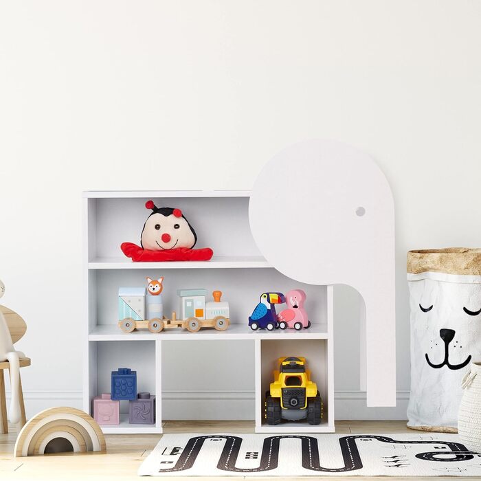 Relaxdays Kinderregal Bär, 2 Schubladen, 2 offene Fächer, H x B x T:  Bücherregal Kinder, (60,5 x 64,5 x 20,5 cm, Weiß)