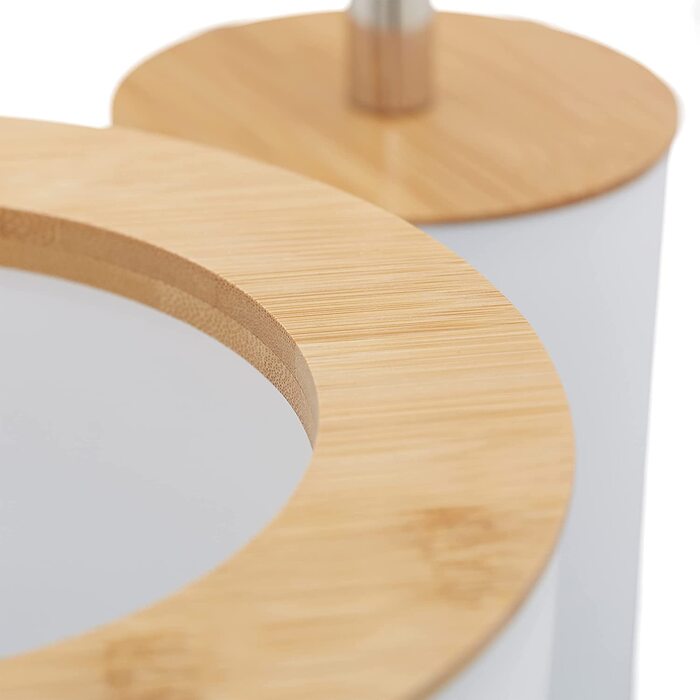 Relaxdays Badezimmer Set, 6-teilig, Badaccessoires Kunststoff, Bambus, komplette Badezimmerausstattung, Badset, (Weiß)