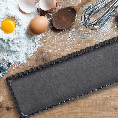 Relaxdays Tarteform, 2er Set, mit Hebeboden, antihaftbeschichtet, 2 Größen, rechteckig & länglich, Quicheform, anthrazit