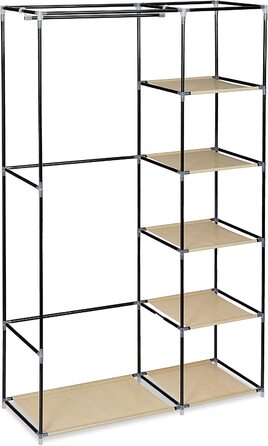 Relaxdays Stoffschrank, mit Kleiderstange & 5 Fächern, HBT: 174 x 107 x 42,5 cm, stabiler Faltschrank mit Bezug, (Beige, Single)