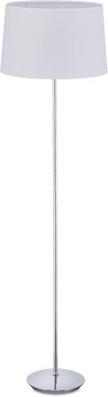 Relaxdays Stehlampe, Stoffschirm, Chromfuß, E27, Ø 40 cm, 148,5 cm hoch, weiß