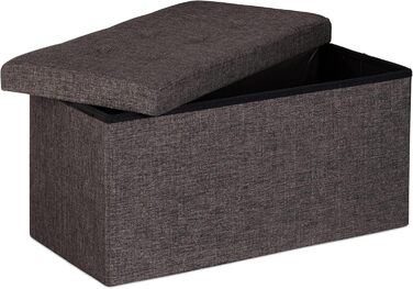Relaxdays Faltbare Sitzbank XL mit Stauraum, Sitzwürfel, 38x76x38 cm, Braun