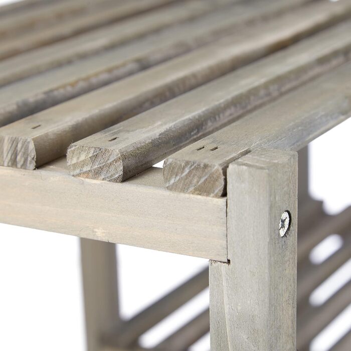 Relaxdays Blumentreppe Holz, Shabby Chic, 7 Ablagen, 86x95x29 cm, grau, für Innenbereich