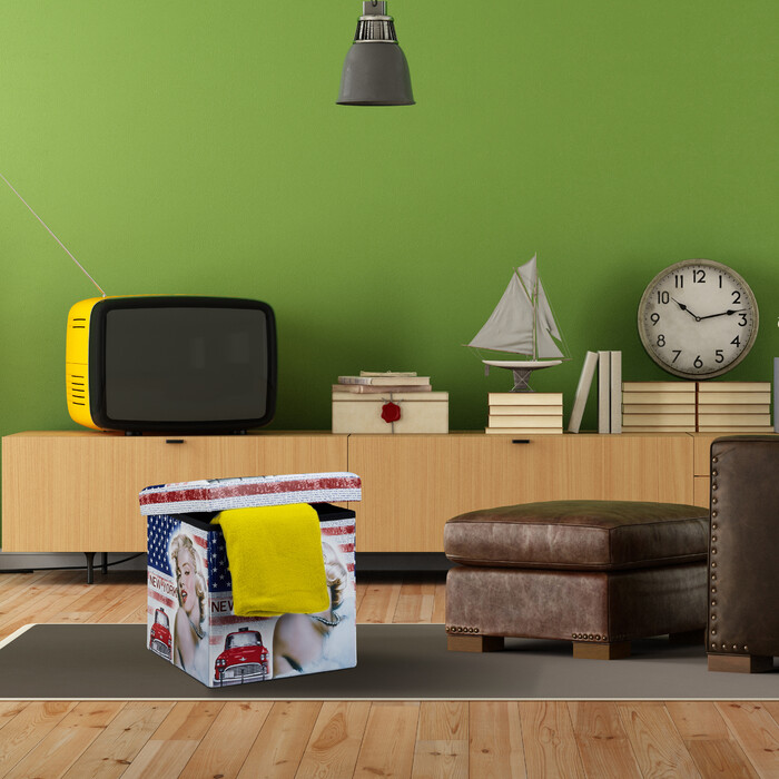 Relaxdays Sitzhocker mit Stauraum Trendmotiv
