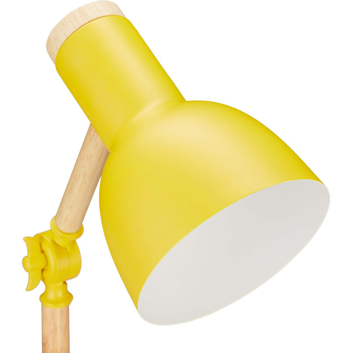 Relaxdays Retro Schreibtischlampe, verstellbar, Holz & Metall, E14, 45,5x14,5 cm, Gelb