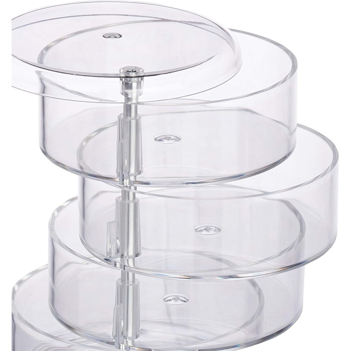 Relaxdays Kosmetik-Organizer, 4 drehbare Fächer, Make Up Kit, Acryl, transparent