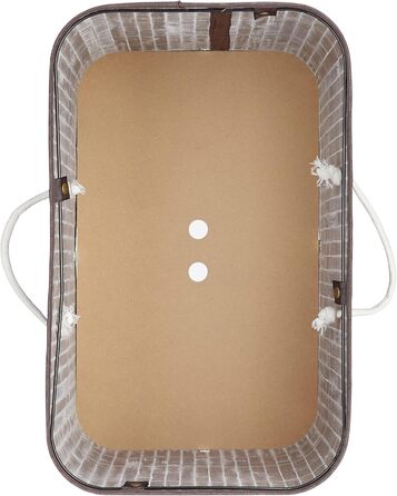 1x Wäschekorb Bambus, rechteckig, 2 Fächer, Klappdeckel, faltbar, 95 l, braun