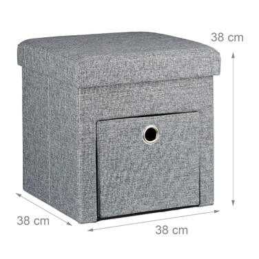 Relaxdays Faltbarer Sitzhocker Leinen mit Fach