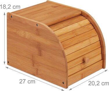 Relaxdays Brotkasten Bambus, rollbare Frontklappe, aromadichte Brotaufbewahrung, Rollbrotkasten, HBT: 18x20x27 cm, natur