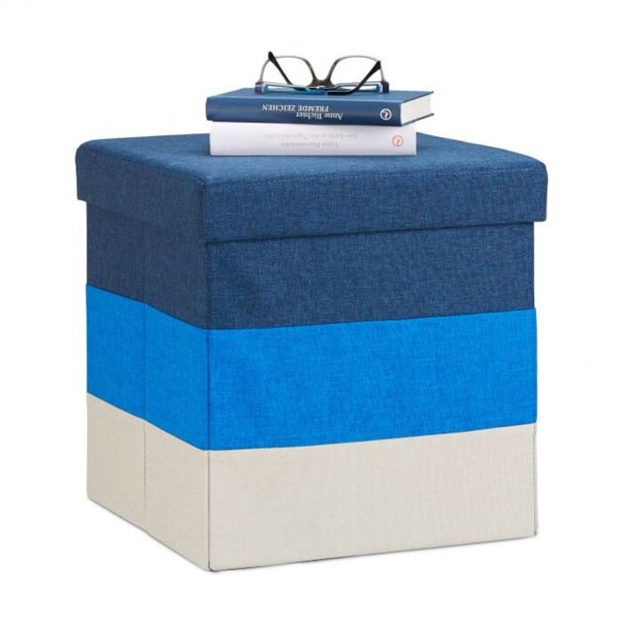 Relaxdays Gepolsterter Hocker mit bunten Streifen