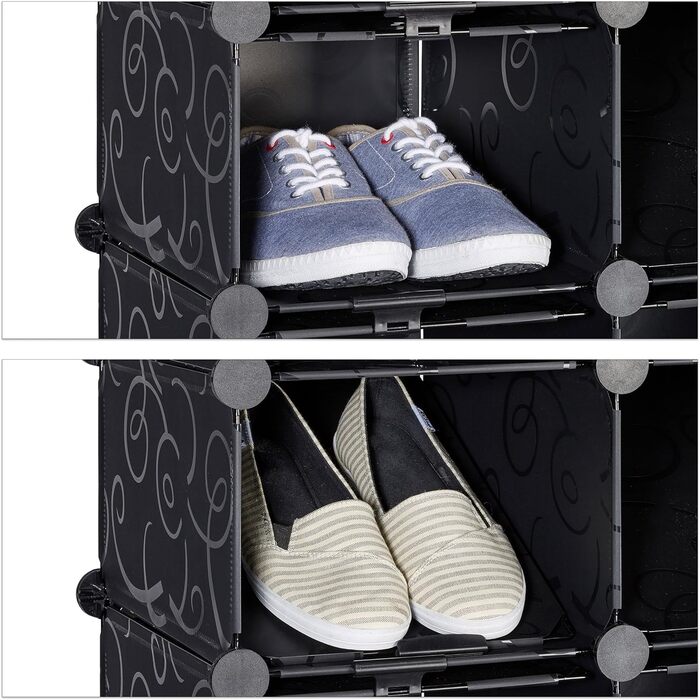 Relaxdays Schuhregal, 8 Fächer, DIY, platzsparend, 77x54x37cm, Schwarz