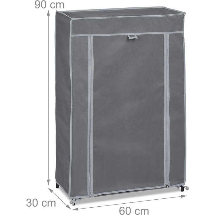 Relaxdays Schuhschrank Stoff, 5 Fächer, 15 Paar Schuhe, Abnehmbarer Bezug, Schuhregal, HxBxT: 90 x 60 x 30 cm, anthrazit