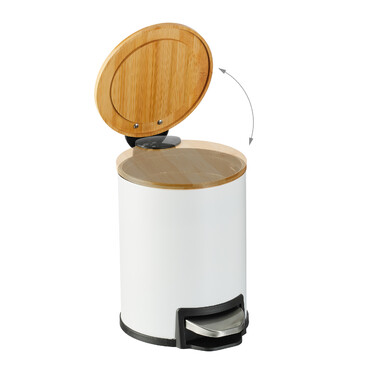 Relaxdays Bad Mülleimer 3 l mit Bambusdeckel