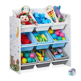 Relaxdays Kinderregal mit 9 Boxen und Motiv