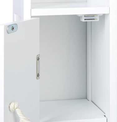 Relaxdays Toilettenpapierhalter stehend, Badezimmeregal HBT: 71x18x20 cm, Griff aus Seil, WC Papier Schrank, MDF, weiß
